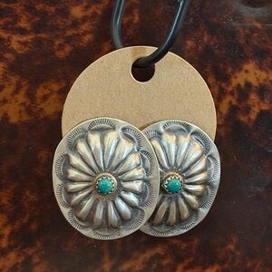 Royston Turquoise/ Sterling Concho Earrings